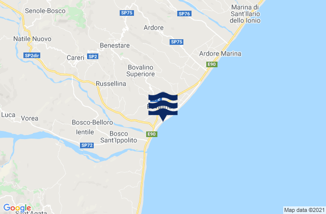Mapa de mareas Benestare, Italy