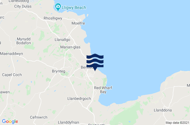 Mapa de mareas Benllech Beach, United Kingdom