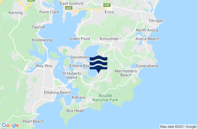 Mapa de mareas Bensville, Australia