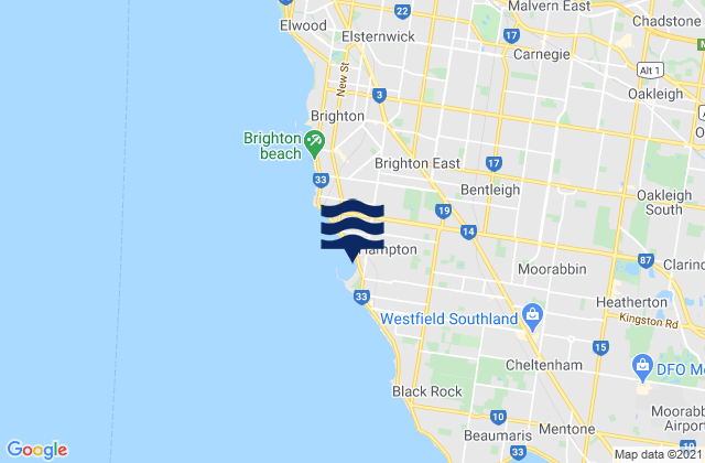 Mapa de mareas Bentleigh, Australia