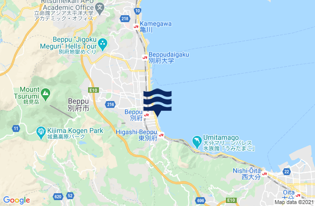 Mapa de mareas Beppu, Japan