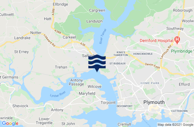 Mapa de mareas Bere Alston, United Kingdom