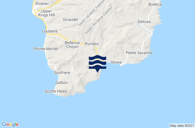Mapa de mareas Berekua, Dominica
