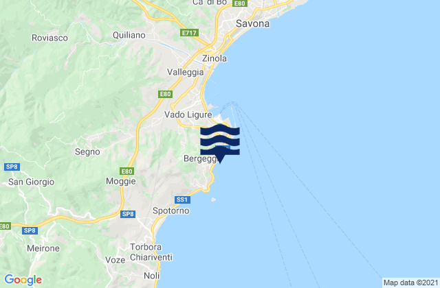 Mapa de mareas Bergeggi, Italy