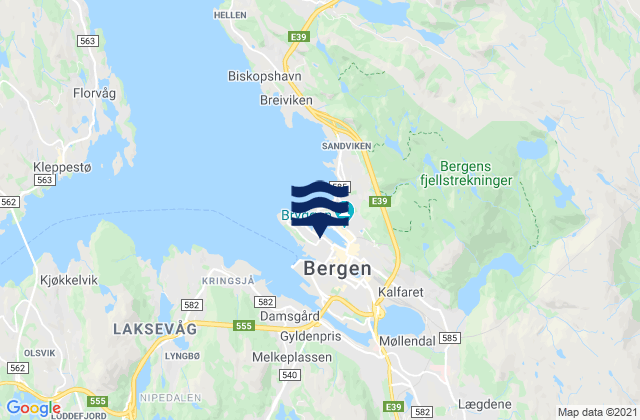 Mapa de mareas Bergen Port, Norway