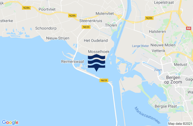 Mapa de mareas Bergsche Diepsluis west, Netherlands