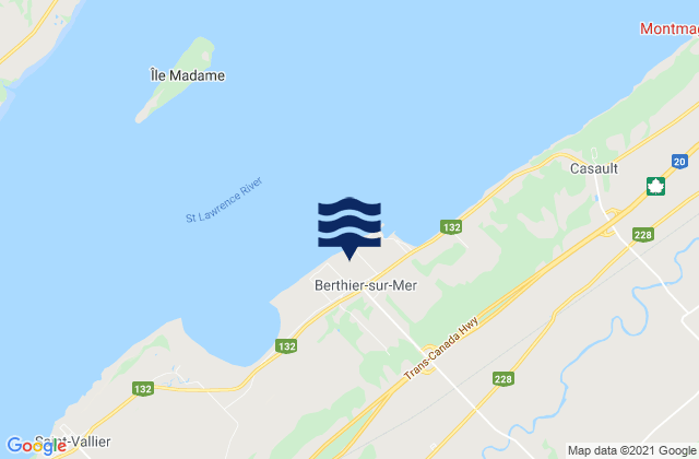 Mapa de mareas Berthier-sur-Mer, Canada