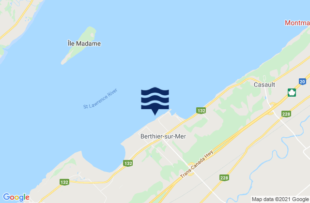 Mapa de mareas Berthier, Canada
