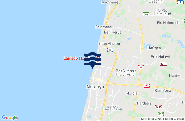 Mapa de mareas Bet Yiẕẖaq, Israel