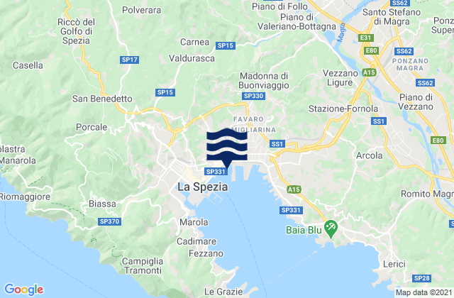 Mapa de mareas Beverino, Italy