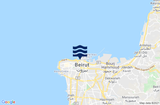 Mapa de mareas Beyrouth, Lebanon