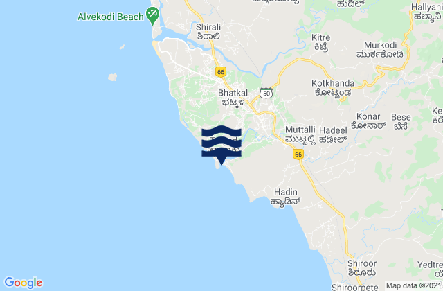 Mapa de mareas Bhatkal, India
