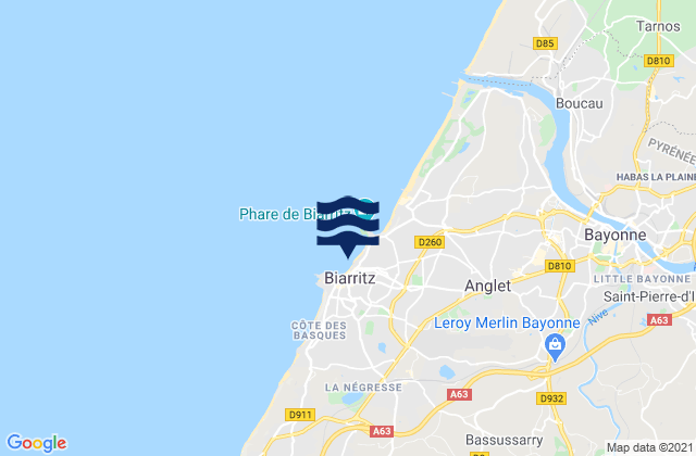Mapa de mareas Biarritz - Grande Plage, France