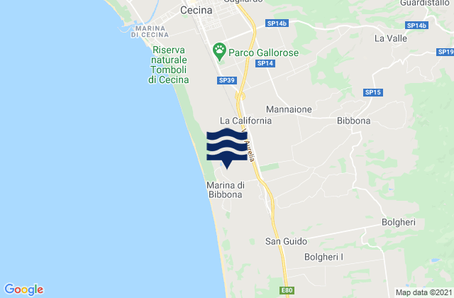 Mapa de mareas Bibbona, Italy