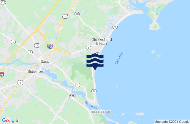 Mapa de mareas Biddeford, United States