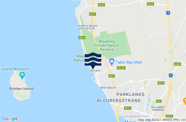 Mapa de mareas Big Bay, South Africa