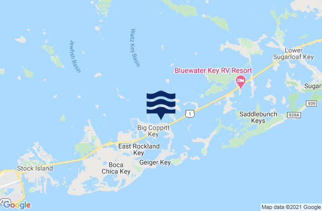 Mapa de mareas Big Coppitt Key Northeast Side Waltz Key Basin, United States