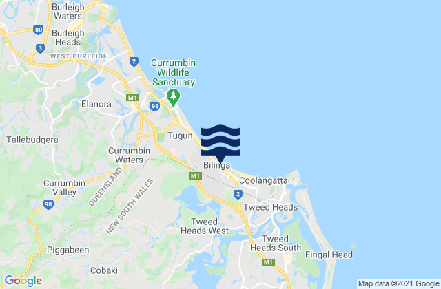 Mapa de mareas Bilambil, Australia