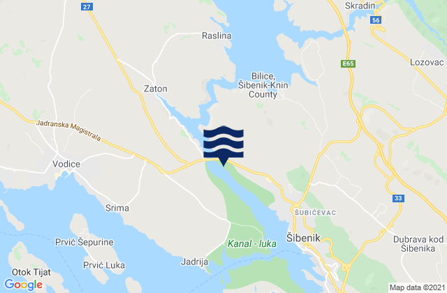 Mapa de mareas Bilice, Croatia