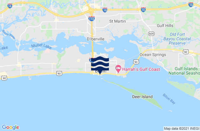Mapa de mareas Biloxi, United States