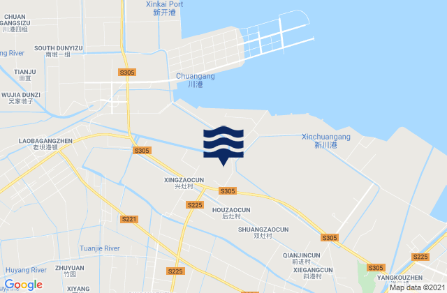 Mapa de mareas Bingcha, China