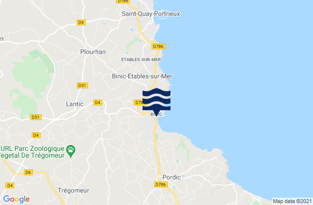 Mapa de mareas Binic, France