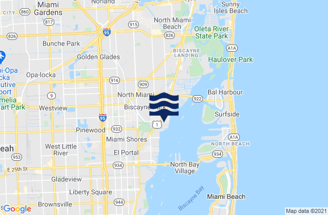 Mapa de mareas Biscayne Park, United States