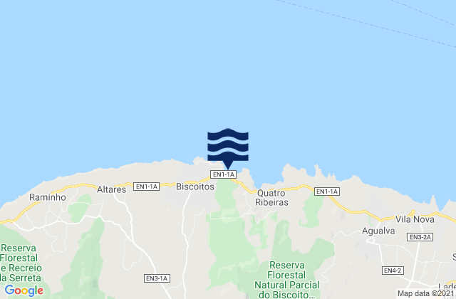 Mapa de mareas Biscoitos, Portugal
