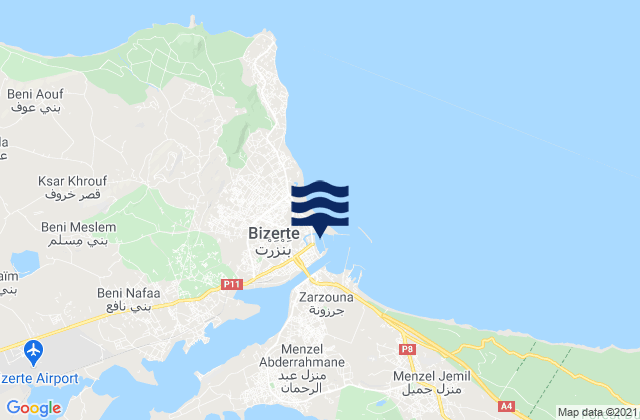 Mapa de mareas Bizerte, Tunisia
