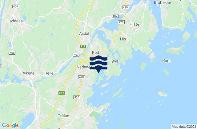 Mapa de mareas Blakstad, Norway