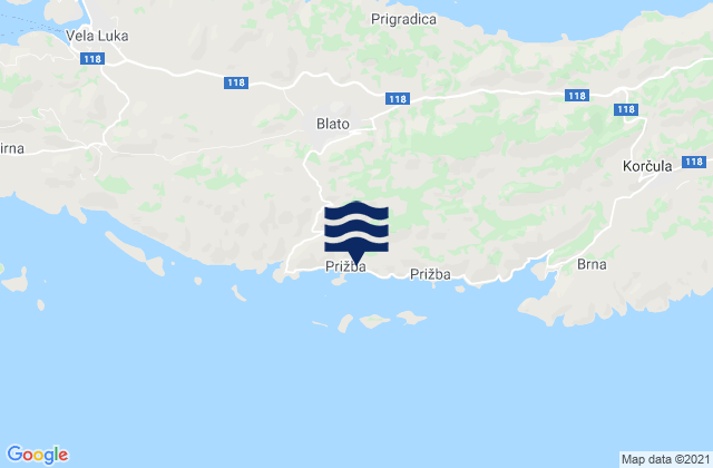 Mapa de mareas Blato, Croatia