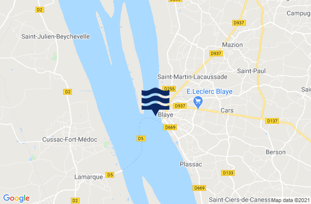 Mapa de mareas Blaye (Gironde River), France
