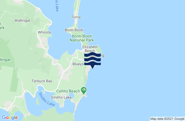 Mapa de mareas Blueys Beach, Australia