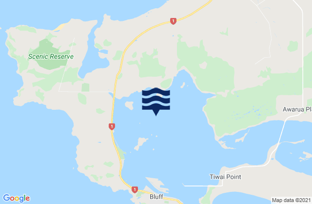 Mapa de mareas Bluff Harbour, New Zealand