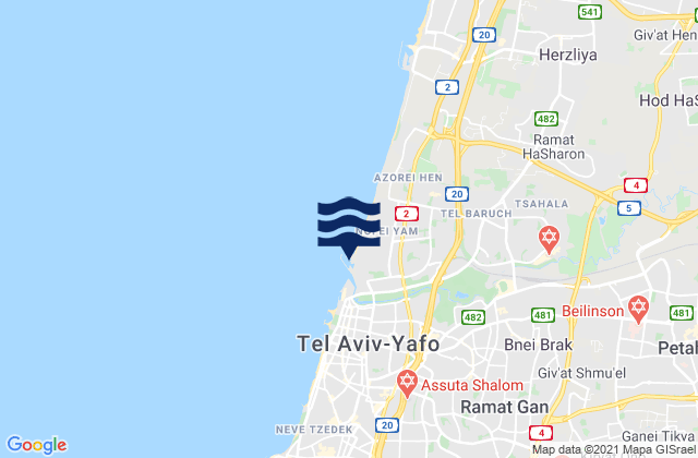 Mapa de mareas Bnei Brak, Israel