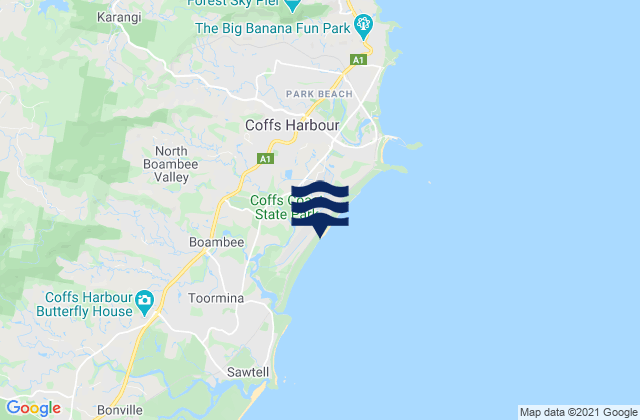 Mapa de mareas Boambee Beach, Australia