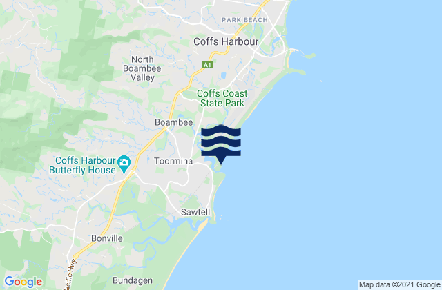Mapa de mareas Boambee, Australia