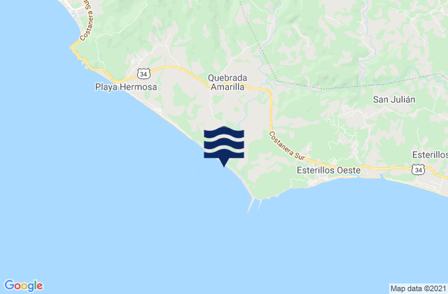 Mapa de mareas Boca del Río Tusubres, Costa Rica