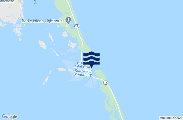 Mapa de mareas Bodie Island-Pea Island between, United States