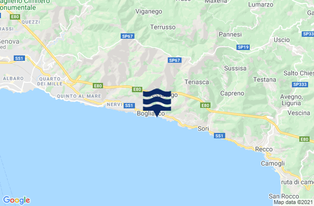 Mapa de mareas Bogliasco, Italy