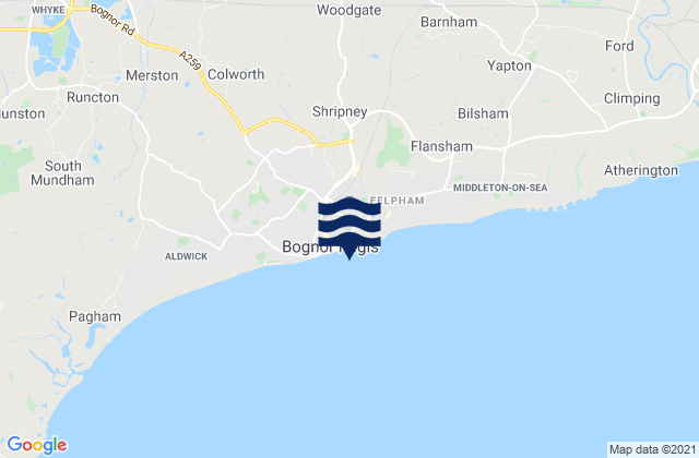 Mapa de mareas Bognor Regis - East Beach, United Kingdom