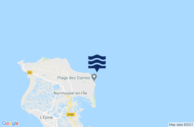 Mapa de mareas Bois de la Chaise Noirmoutier Island, France