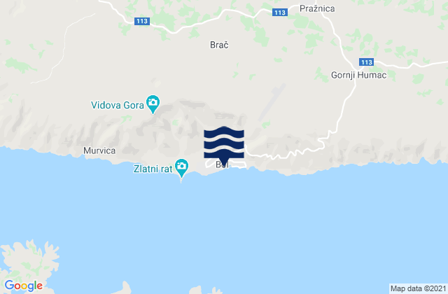Mapa de mareas Bol, Croatia