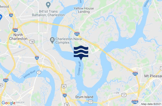 Mapa de mareas Bonneau Ferry east of, United States