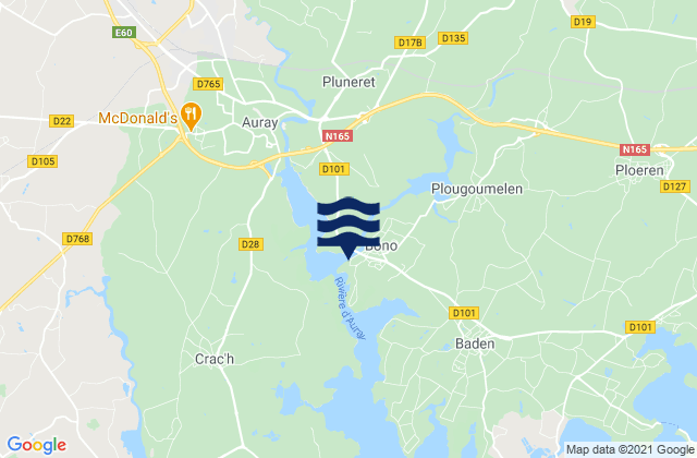 Mapa de mareas Bono, France