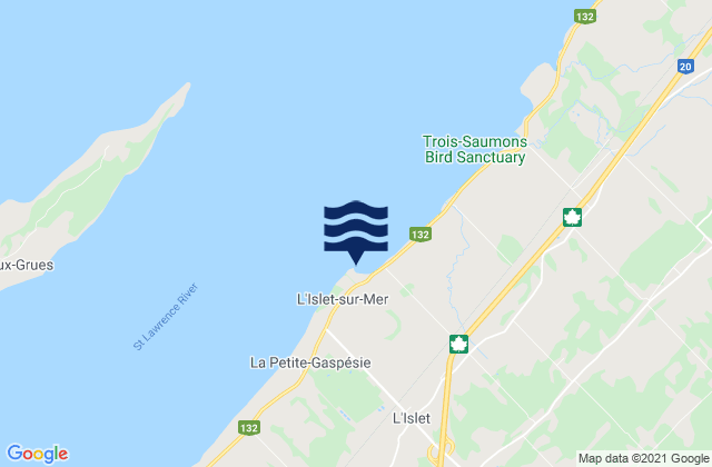 Mapa de mareas Bonsecours, Canada