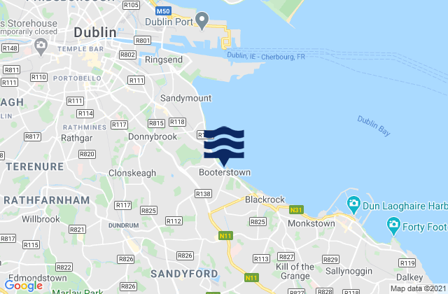 Mapa de mareas Booterstown, Ireland