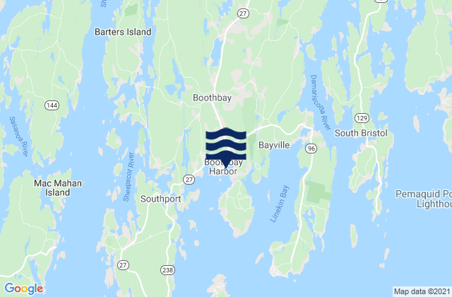 Mapa de mareas Boothbay Harbor, United States