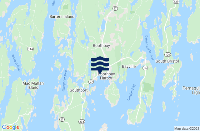 Mapa de mareas Boothbay, United States