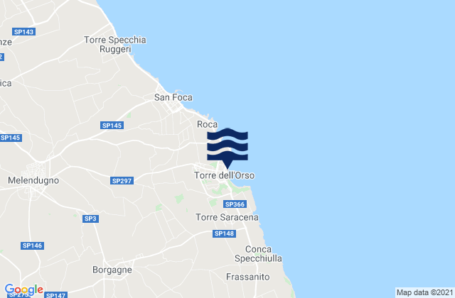 Mapa de mareas Borgagne, Italy